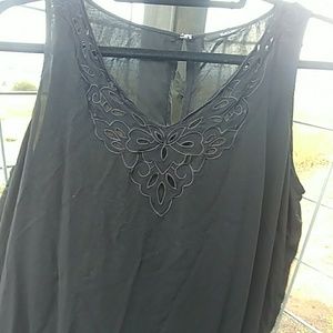 Black tank with embroidered front